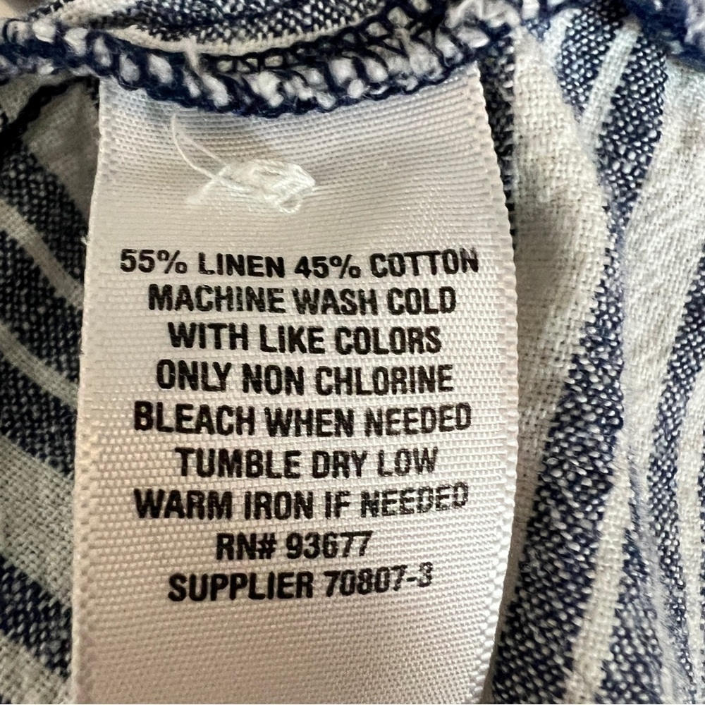 Peyton & Parker Linen Blend Blue/White Vertical Stripe Mini Shift Dress Size XL - Picture 7 of 10